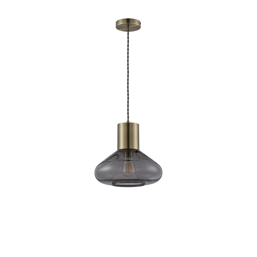 NLK10019 Olivia 1 Light Wide Pendant Antique Brass Black