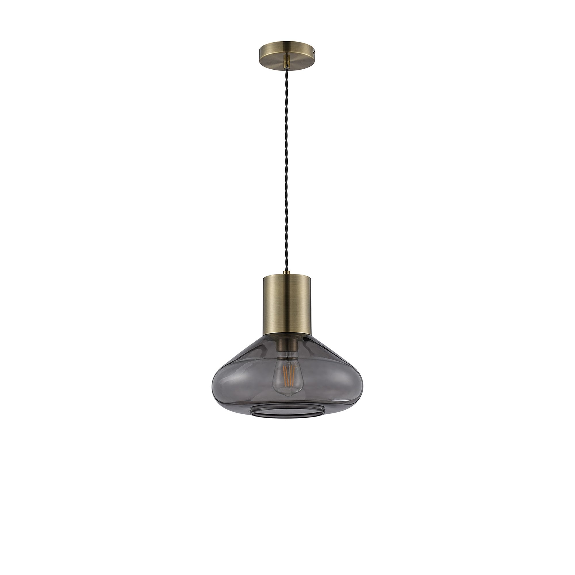NLK10019 Olivia 1 Light Wide Pendant Antique Brass Black