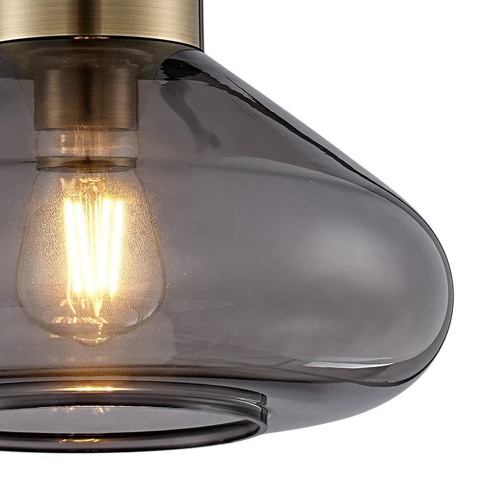 NLK10019 Olivia 1 Light Wide Pendant Antique Brass Black