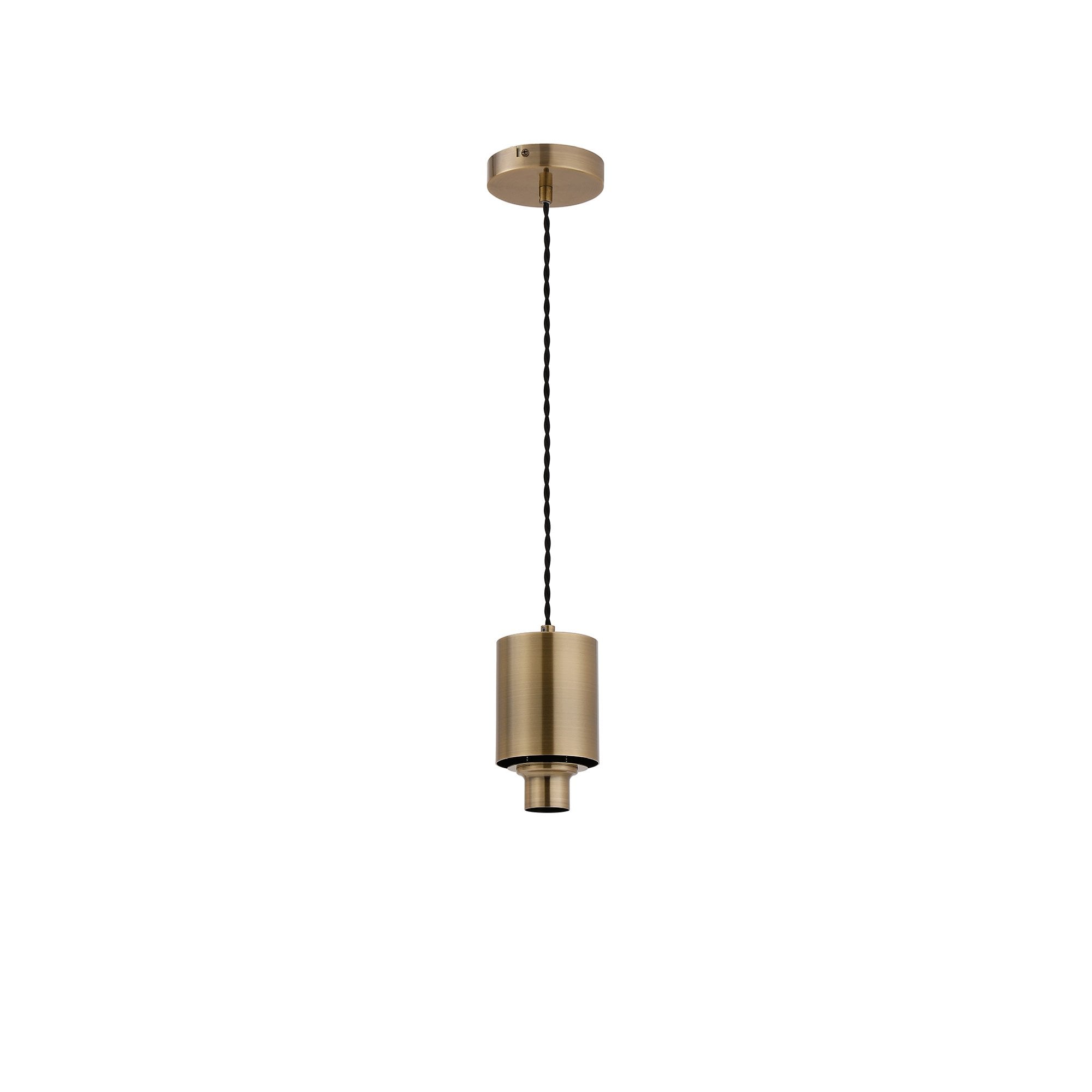 NLK10019 Olivia 1 Light Wide Pendant Antique Brass Black