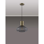 NLK10019 Olivia 1 Light Wide Pendant Antique Brass Black