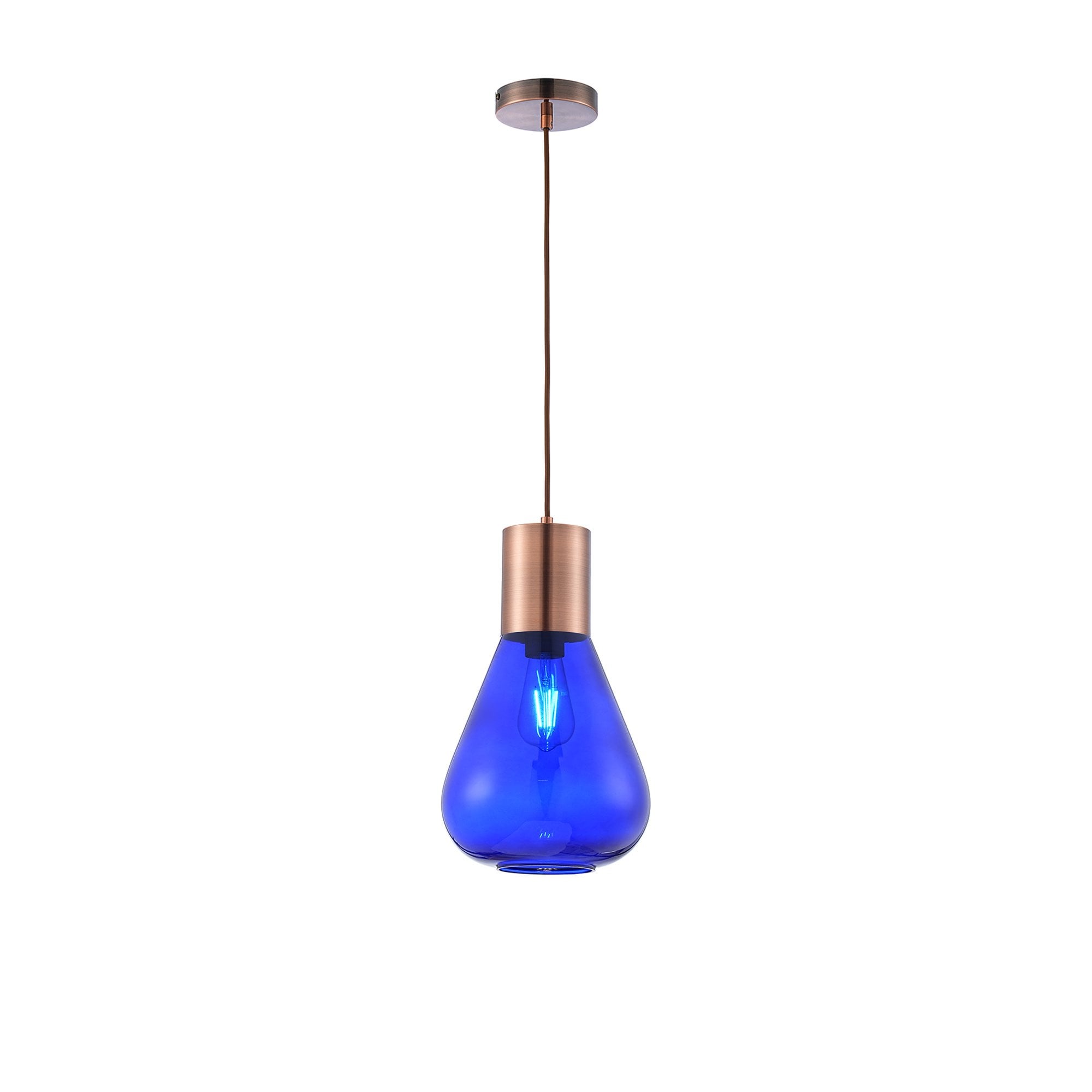NLK10119 Olivia 1 Light Narrow Pendant Antique Copper Blue