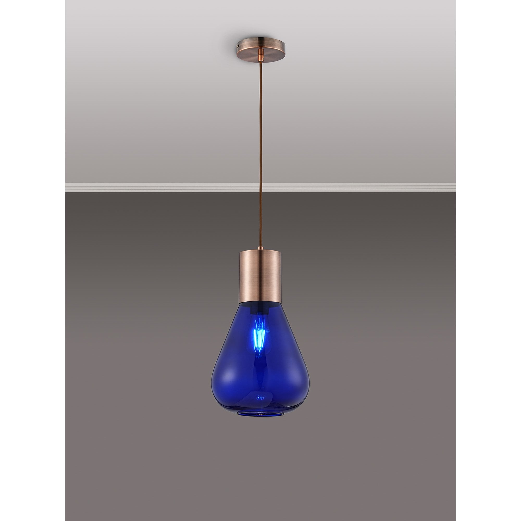 NLK10119 Olivia 1 Light Narrow Pendant Antique Copper Blue