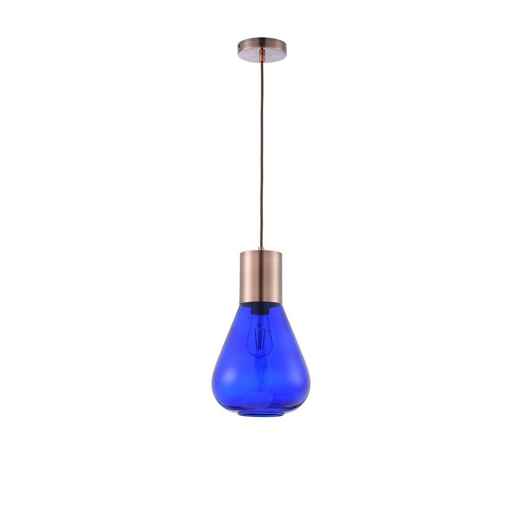 NLK10119 Olivia 1 Light Narrow Pendant Antique Copper Blue