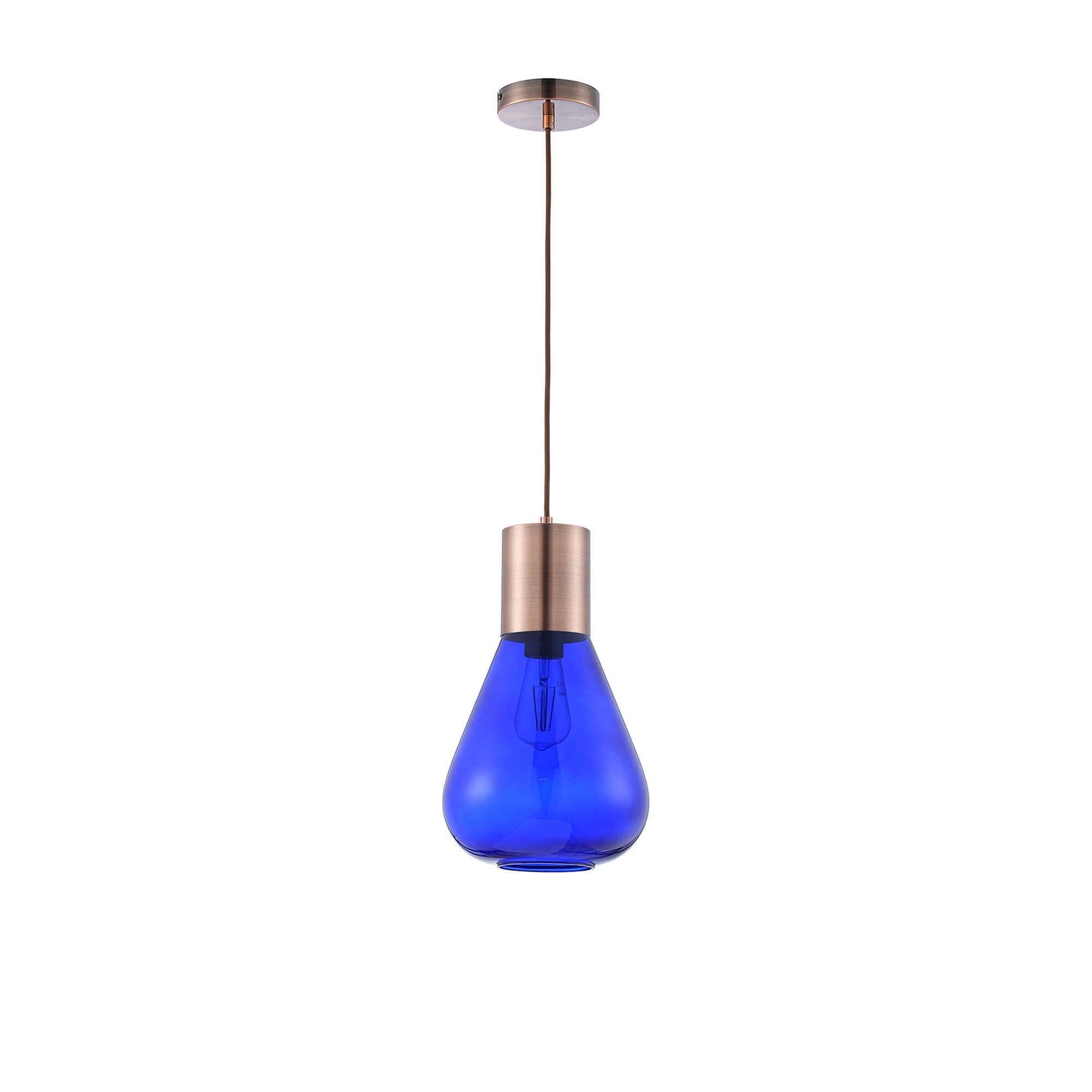 NLK10119 Olivia 1 Light Narrow Pendant Antique Copper Blue