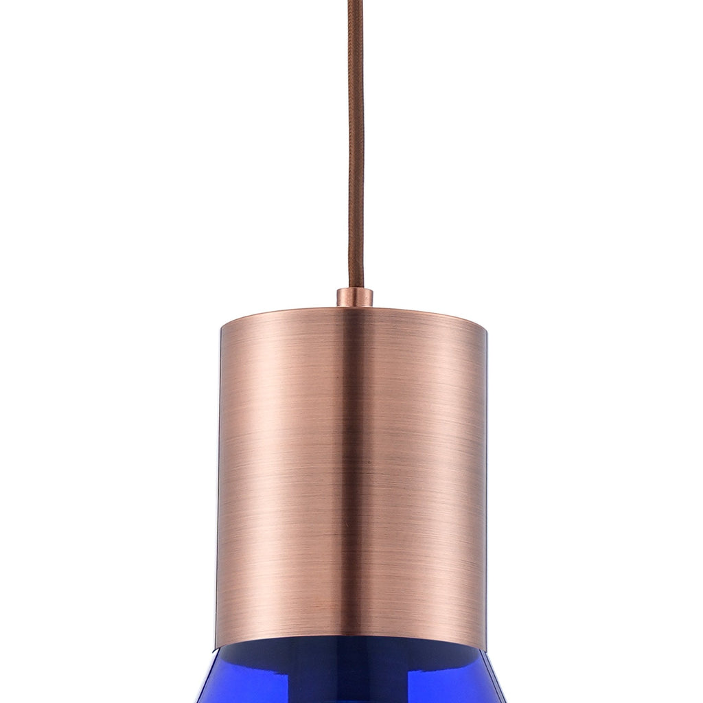 NLK10119 Olivia 1 Light Narrow Pendant Antique Copper Blue