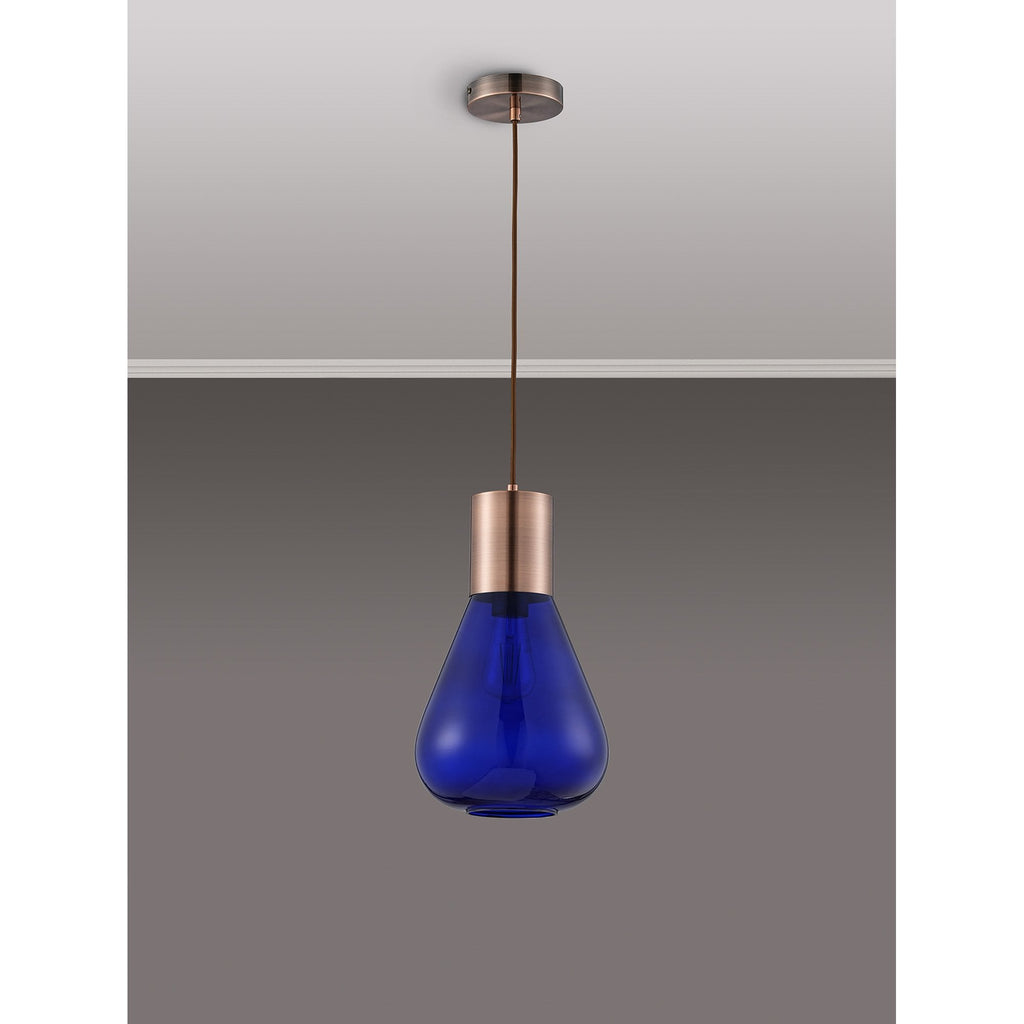 NLK10119 Olivia 1 Light Narrow Pendant Antique Copper Blue