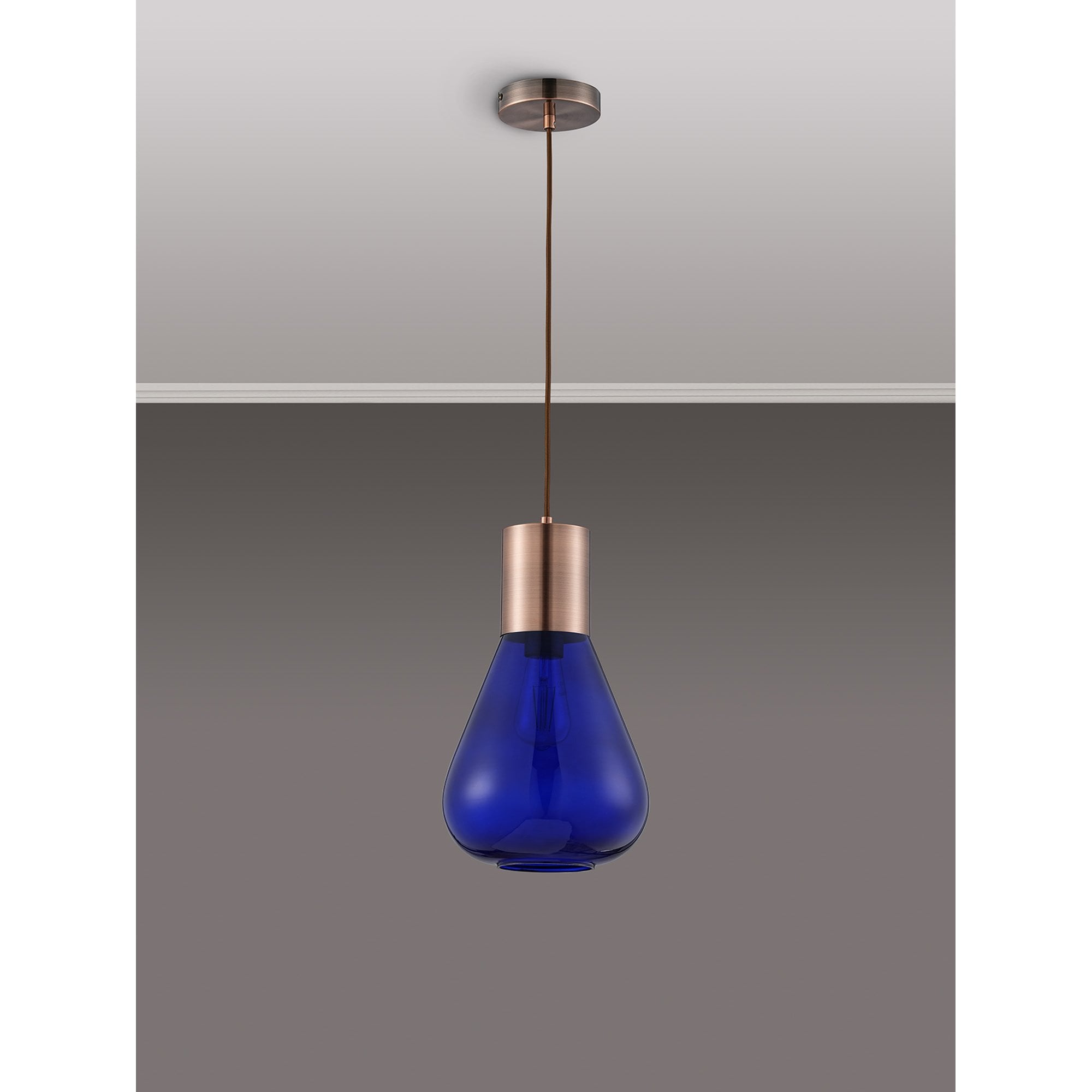 NLK10119 Olivia 1 Light Narrow Pendant Antique Copper Blue