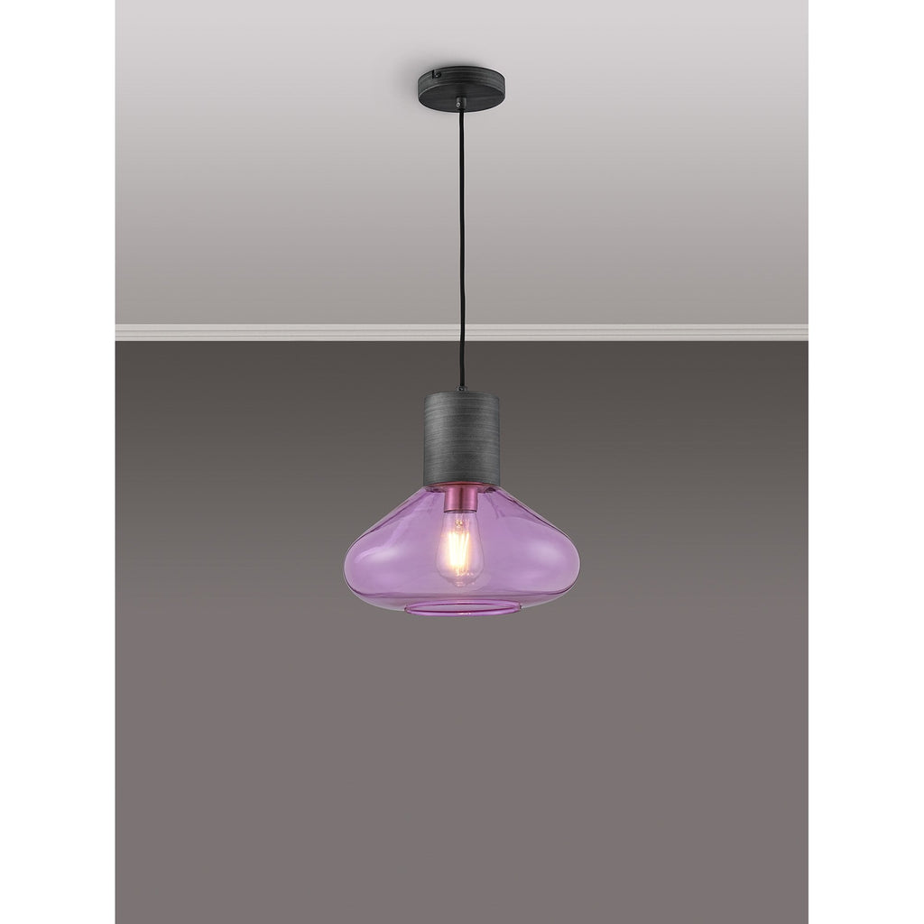 NLK10469 Olivia 1 Light Wide Pendant Pewter Lilac