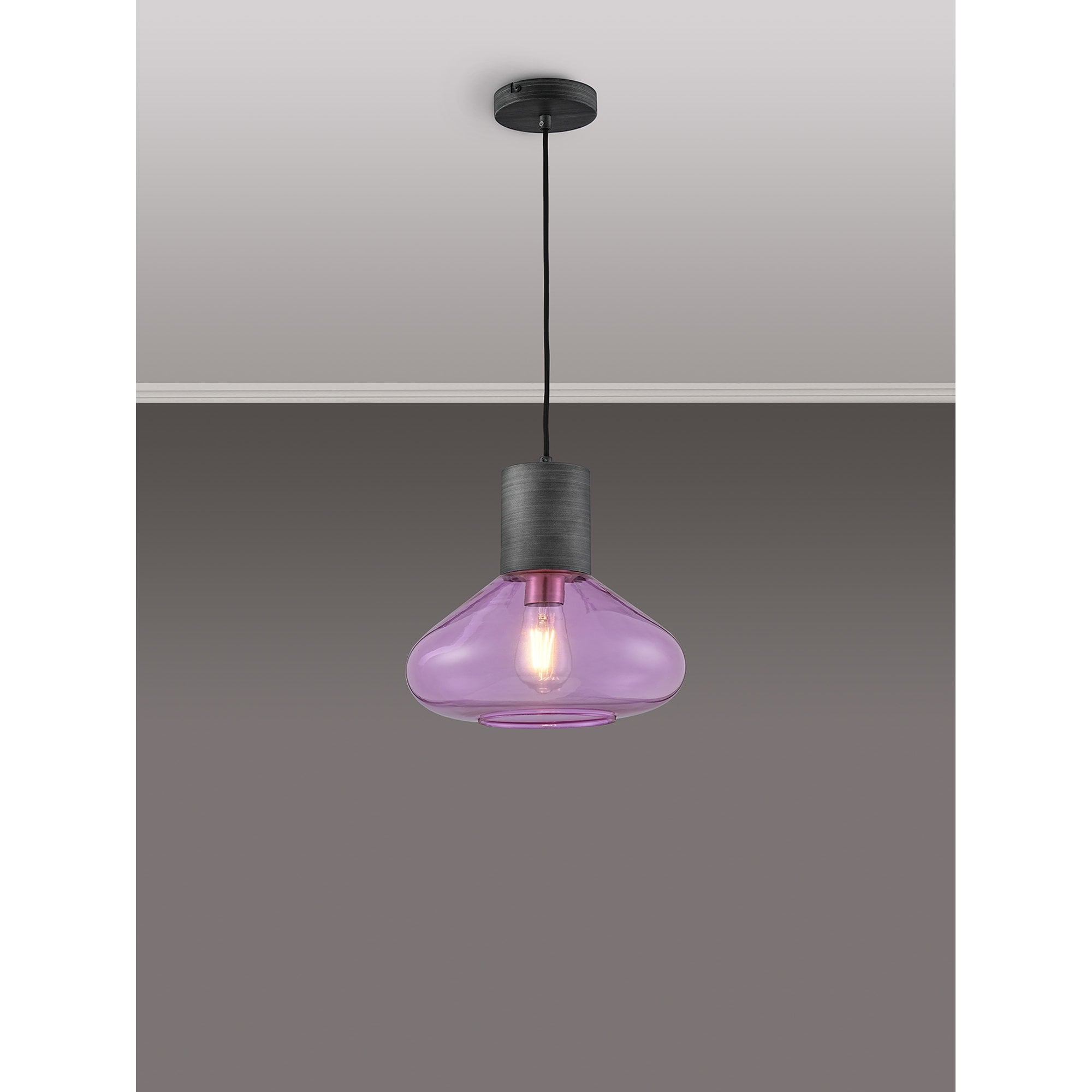 NLK10469 Olivia 1 Light Wide Pendant Pewter Lilac