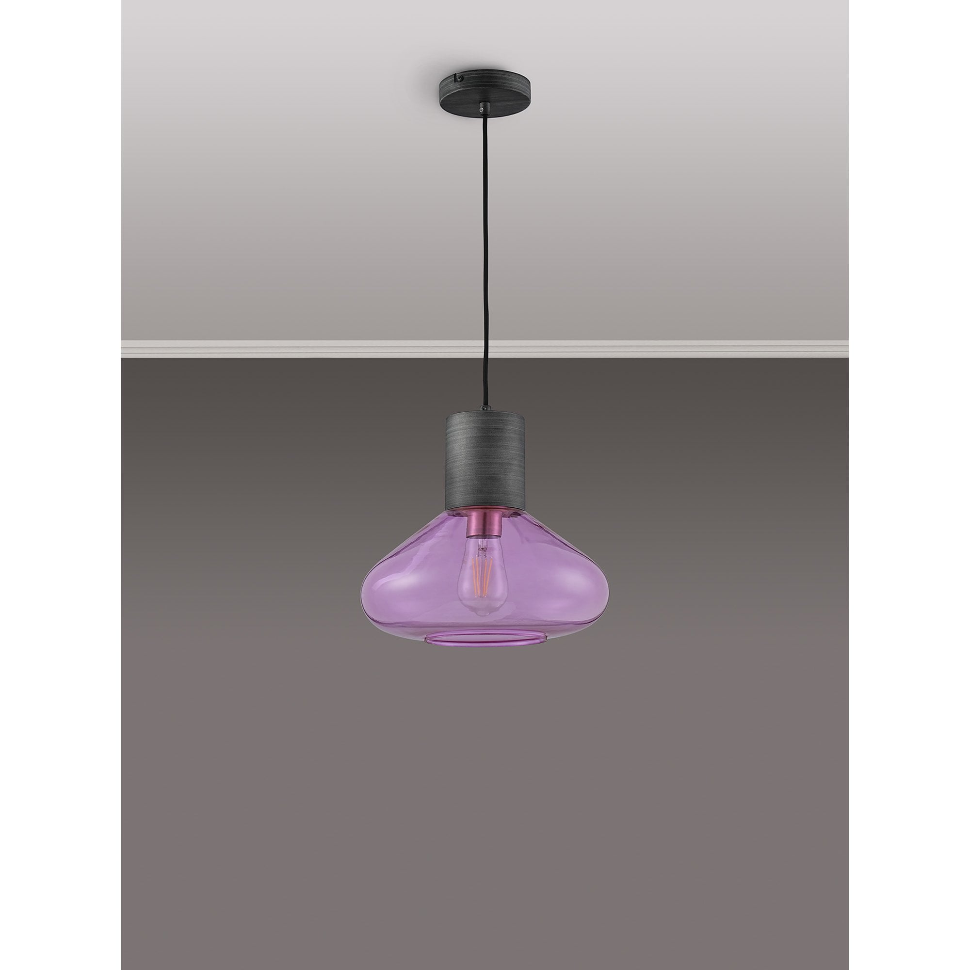 NLK10469 Olivia 1 Light Wide Pendant Pewter Lilac