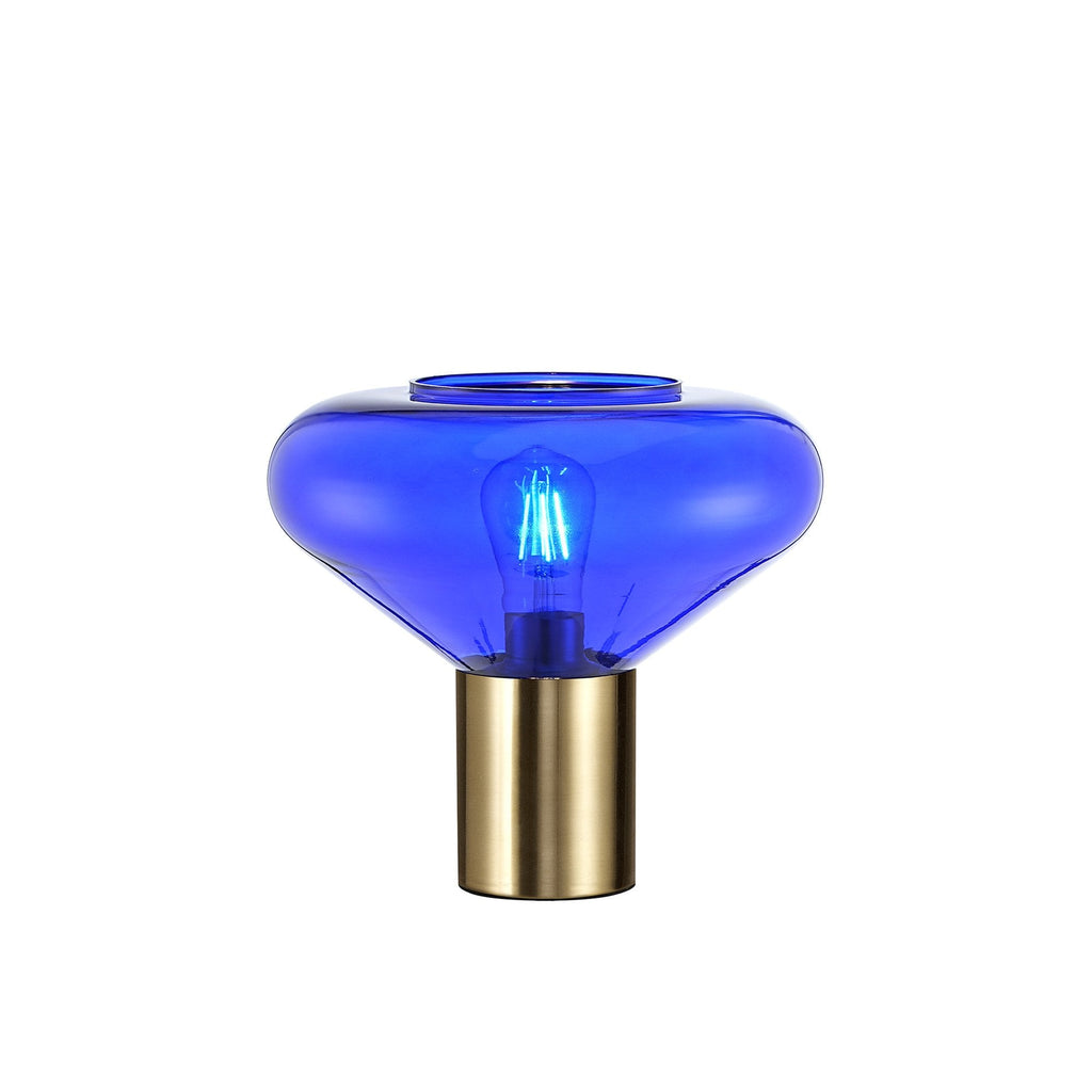 NLK10649 Olivia 1 Light Table Lamp Ancient Brass Blue