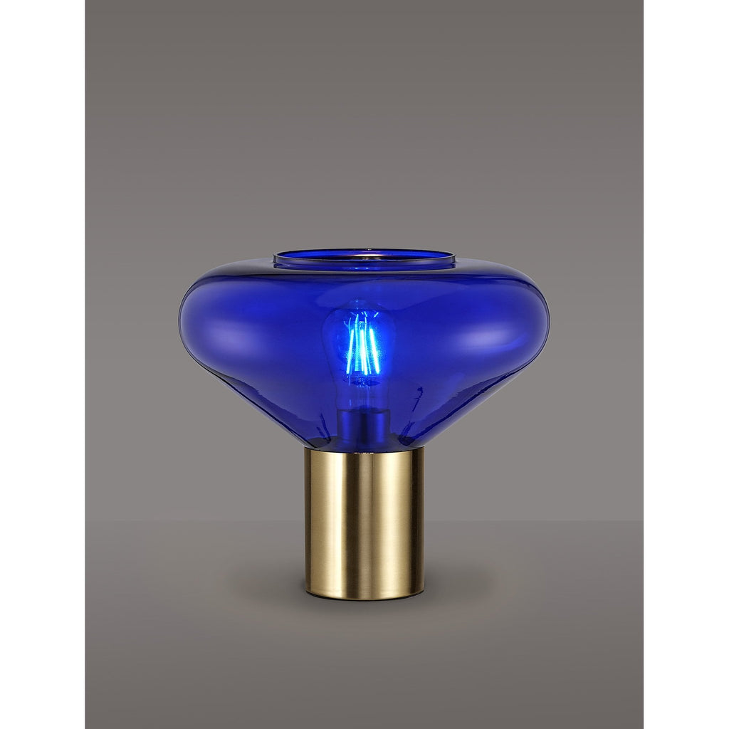 NLK10649 Olivia 1 Light Table Lamp Ancient Brass Blue