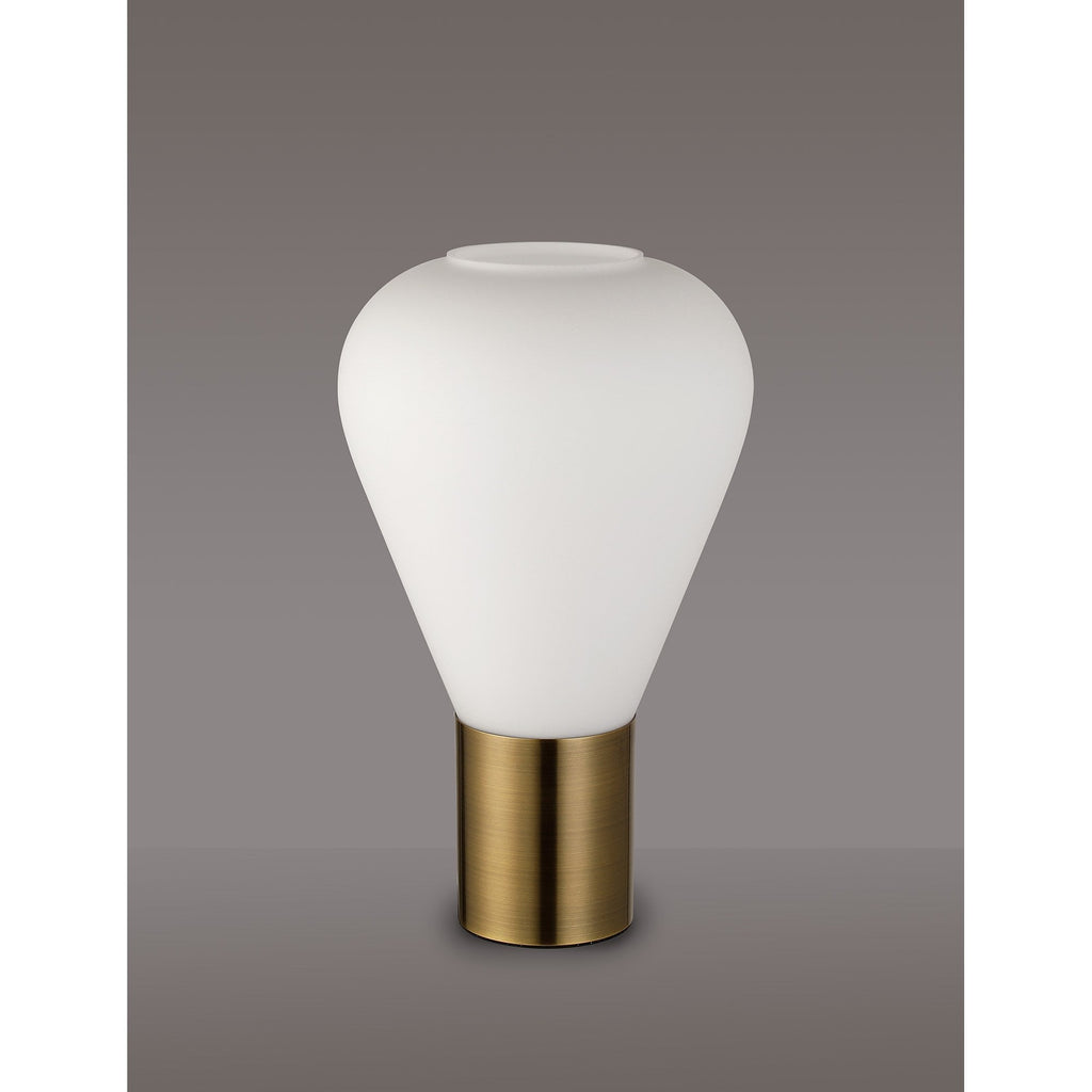 NLK11209 Olivia 1 Light Table Lamp Antique Brass Opal