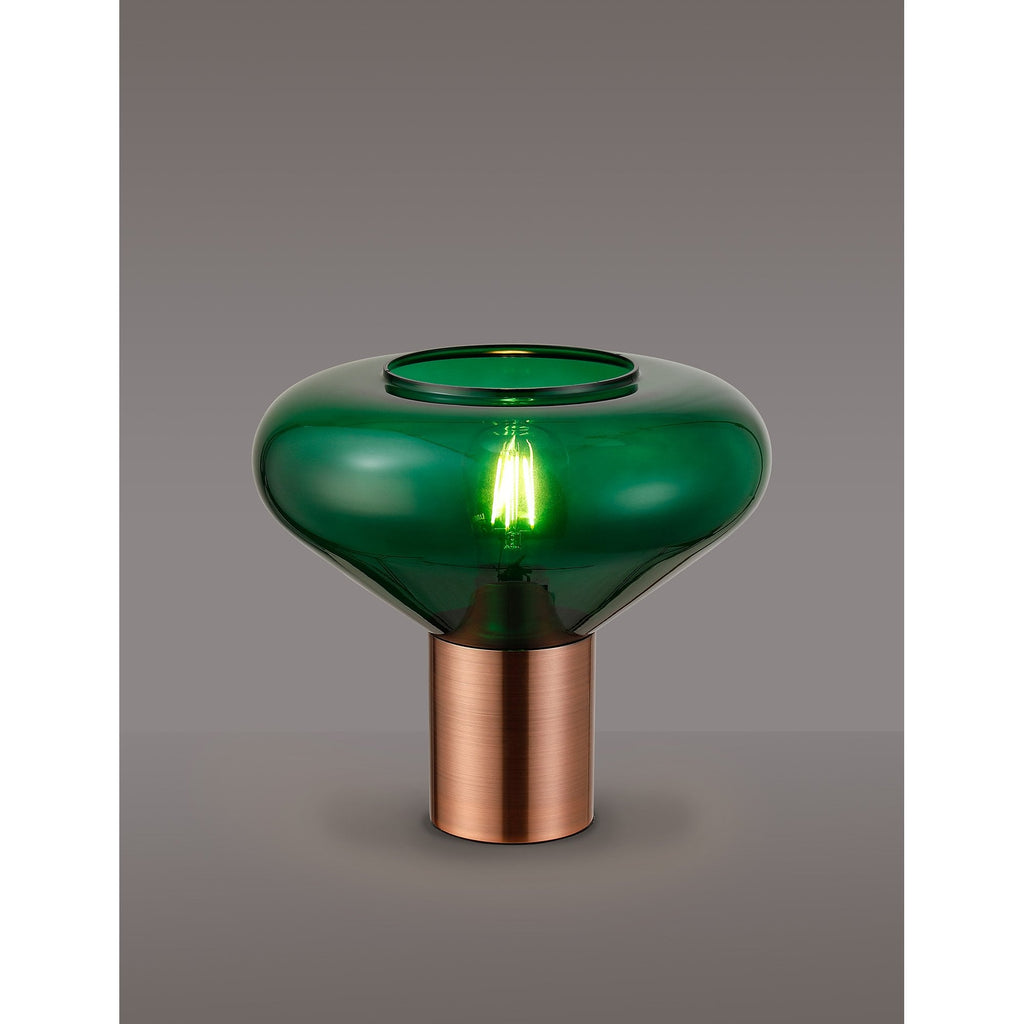 NLK11489 Olivia 1 Light Table Lamp Antique Copper Green