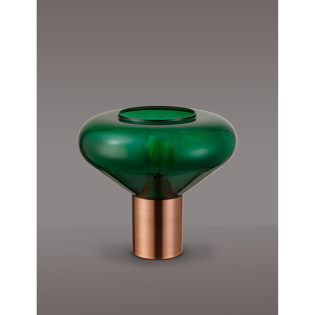 NLK11489 Olivia 1 Light Table Lamp Antique Copper Green