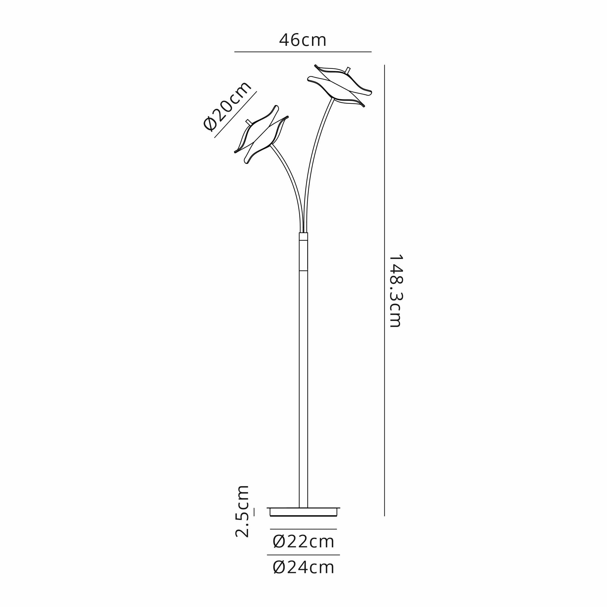 NL73459 Padwa 2 LED Floor Lamp Polished Chrome