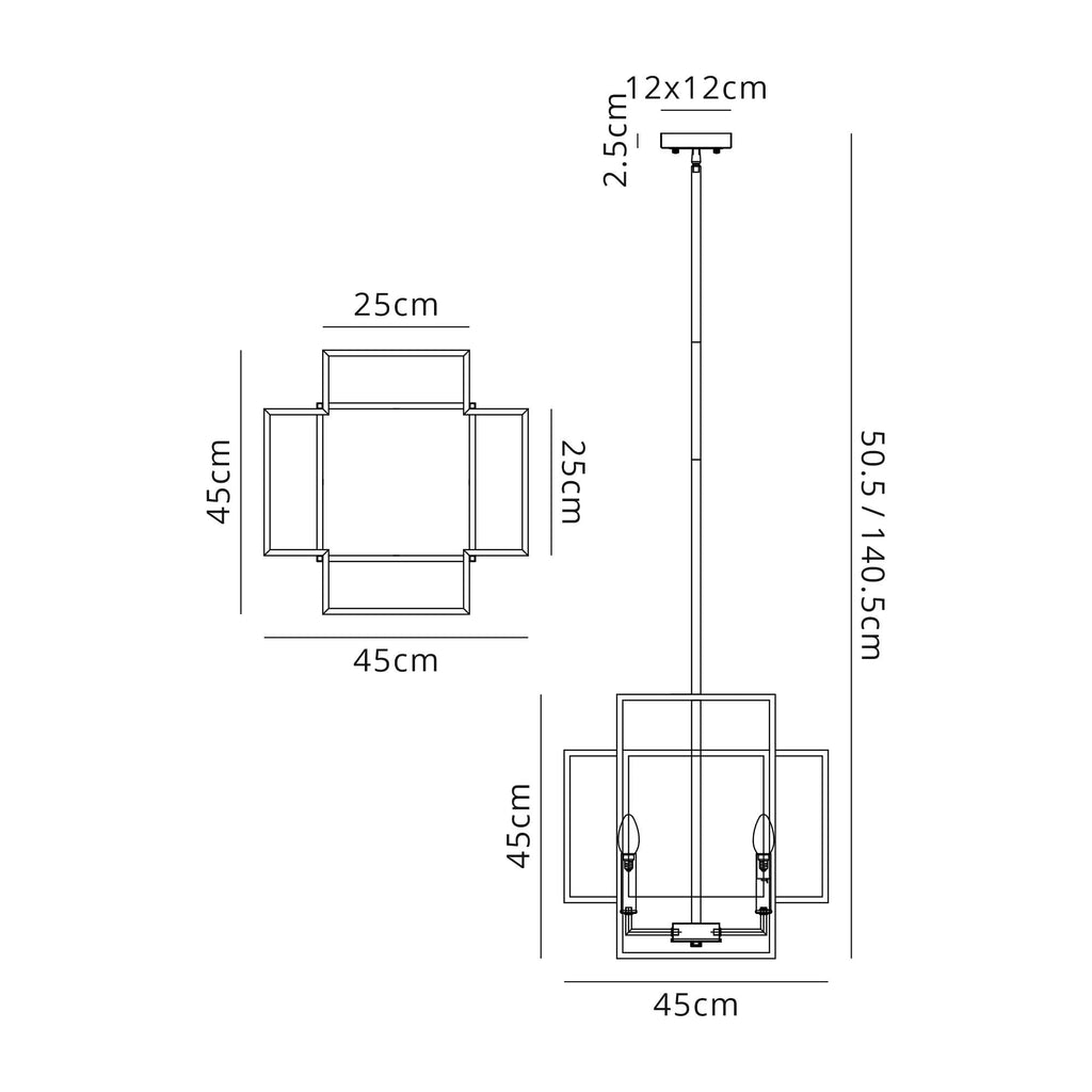 NL88009 Palit 4 Light Pendant Anthracite Satin Nickel
