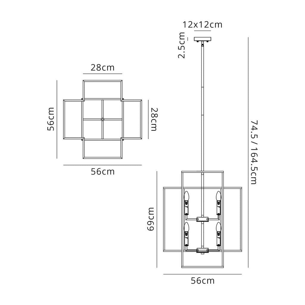 NL88029 Palit 8 Light Pendant Anthracite Satin Nickel