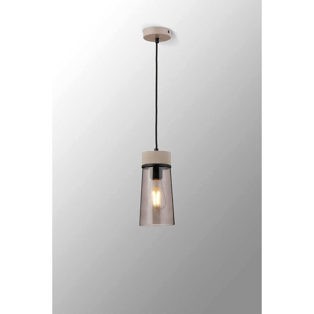 NLK15629 Raibon 1 Light Pendant Concrete Smoke