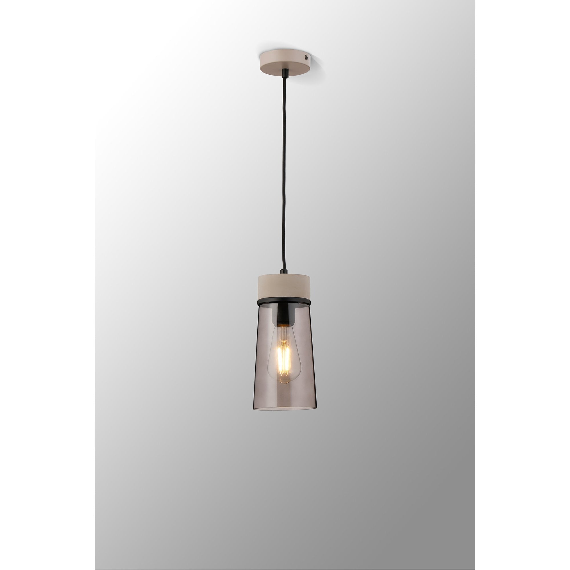 NLK15629 Raibon 1 Light Pendant Concrete Smoke
