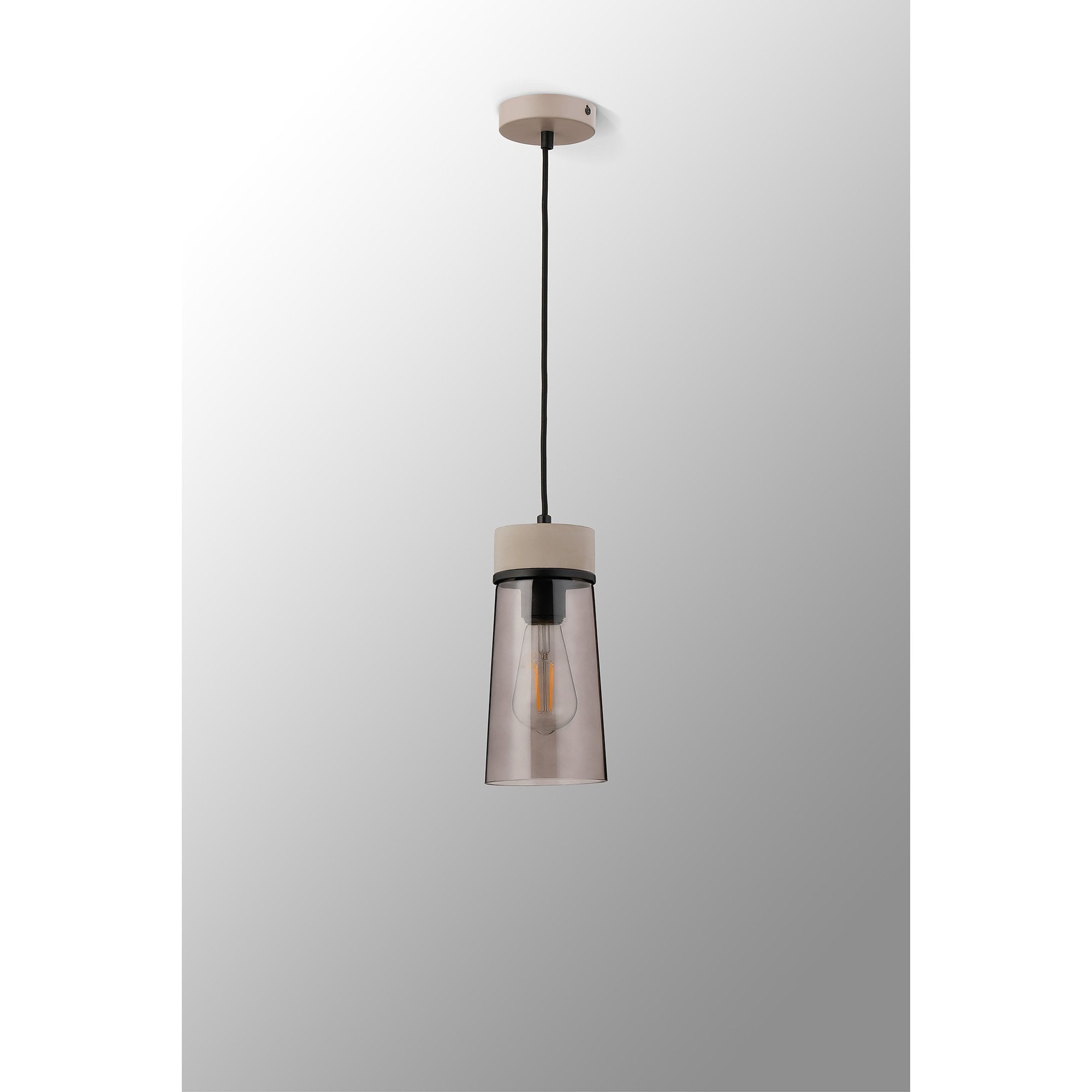 NLK15629 Raibon 1 Light Pendant Concrete Smoke