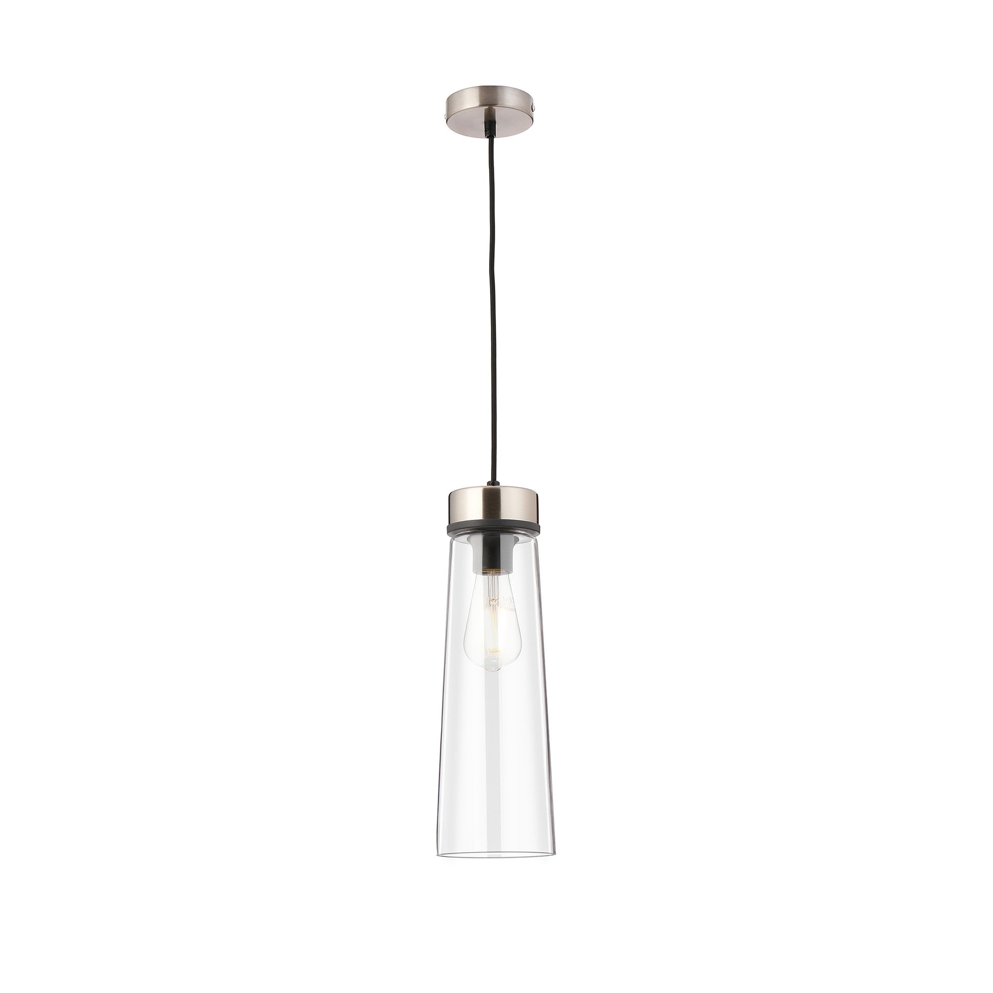 NLK15659 Raibon 1 Light Pendant Satin Nickel Clear