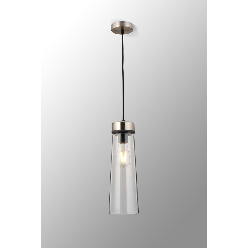 NLK15659 Raibon 1 Light Pendant Satin Nickel Clear