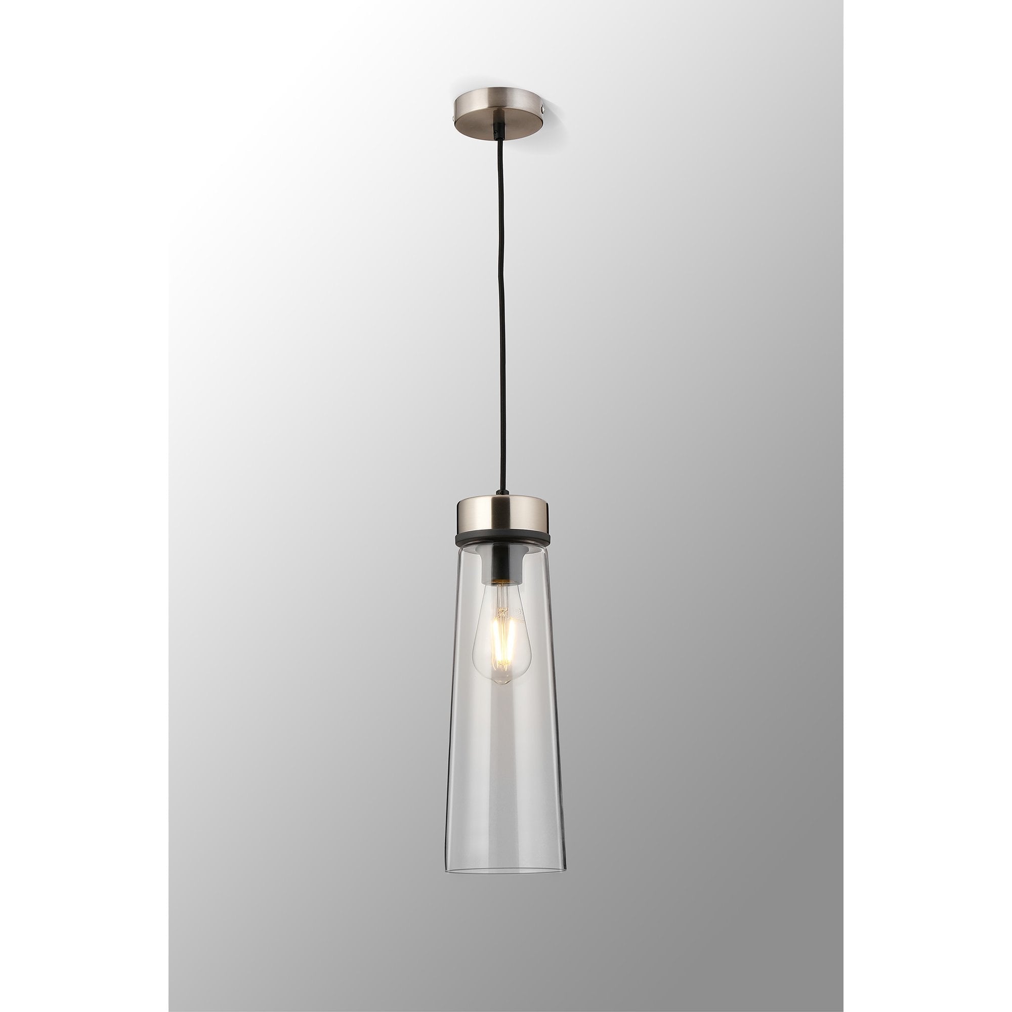 NLK15659 Raibon 1 Light Pendant Satin Nickel Clear