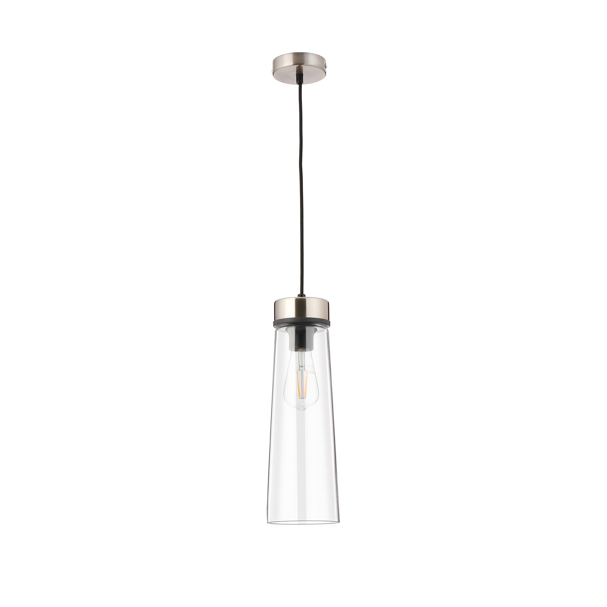 NLK15659 Raibon 1 Light Pendant Satin Nickel Clear