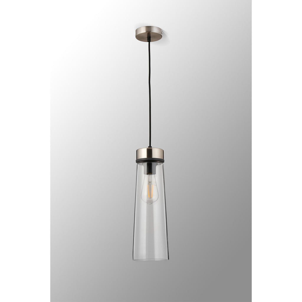 NLK15659 Raibon 1 Light Pendant Satin Nickel Clear