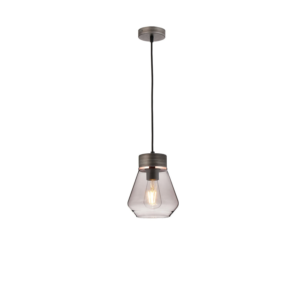 NLK15669 Raibon 1 Light Pendant Aged Pewter Smoke