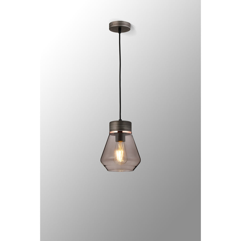 NLK15669 Raibon 1 Light Pendant Aged Pewter Smoke