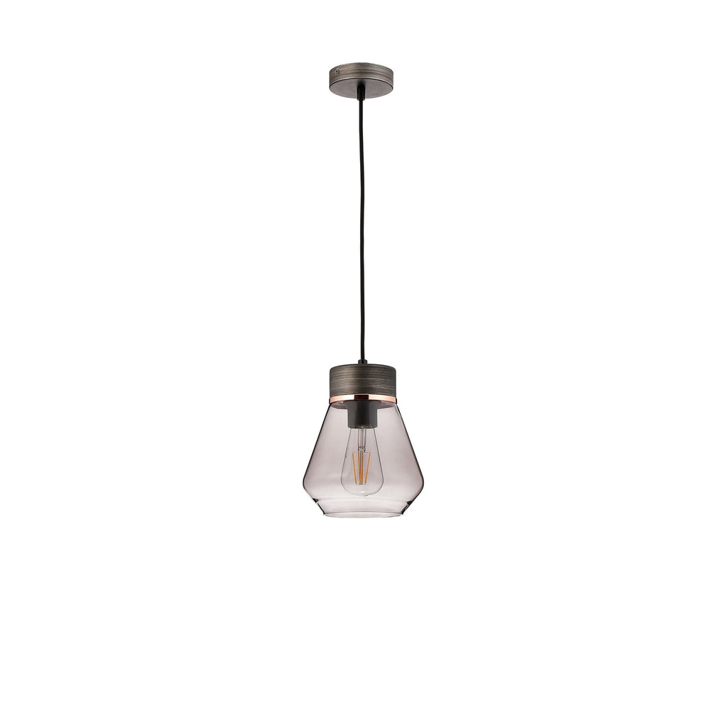 NLK15669 Raibon 1 Light Pendant Aged Pewter Smoke