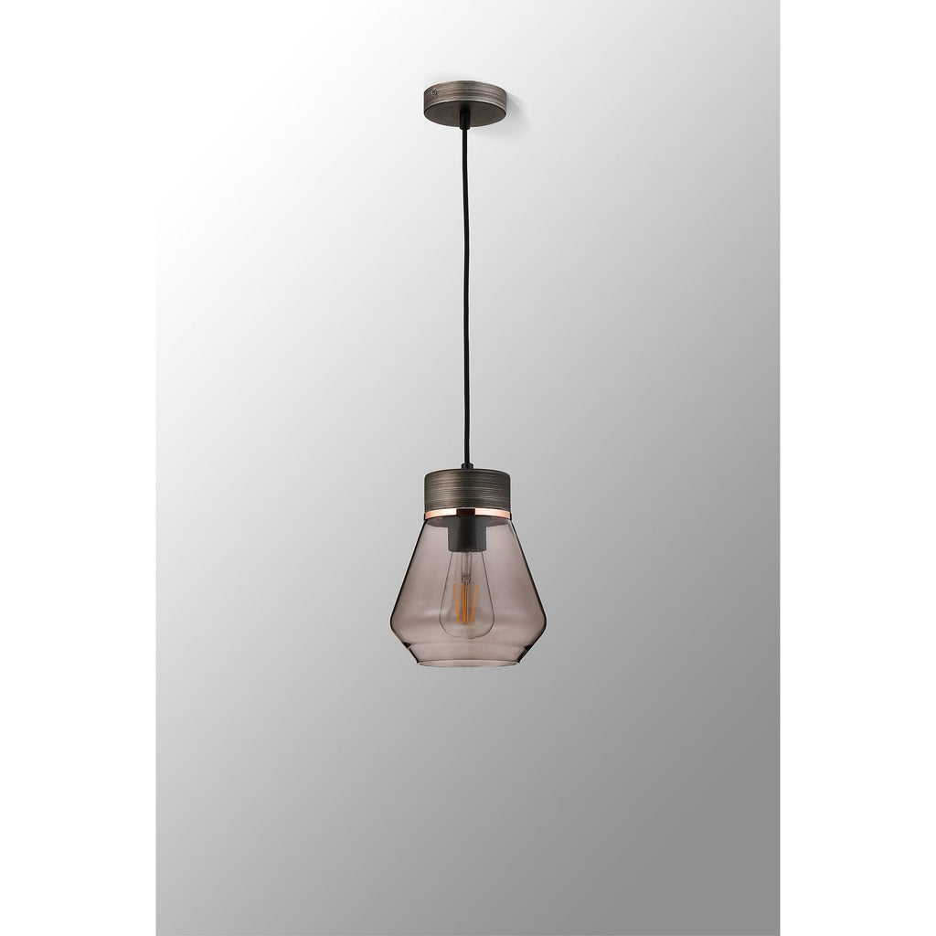 NLK15669 Raibon 1 Light Pendant Aged Pewter Smoke
