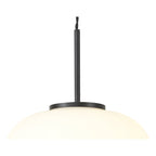 NL86409 Sabus Medium Oval Ball Pendant 1 Light E27 Matt Black Suspension With Frosted White Glass Globe