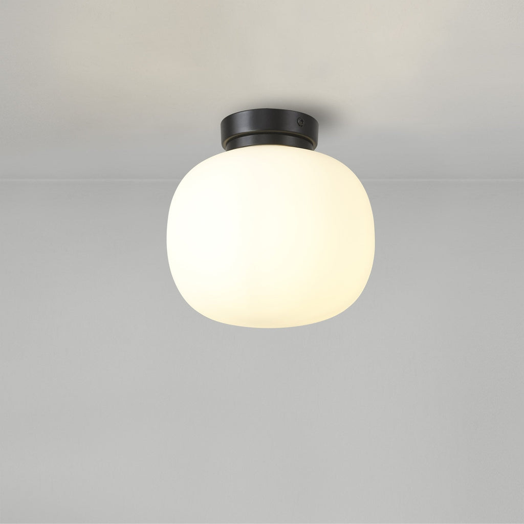 NL86419 Sabus 1 Light Flush Ceiling Light Matt Black Frosted White