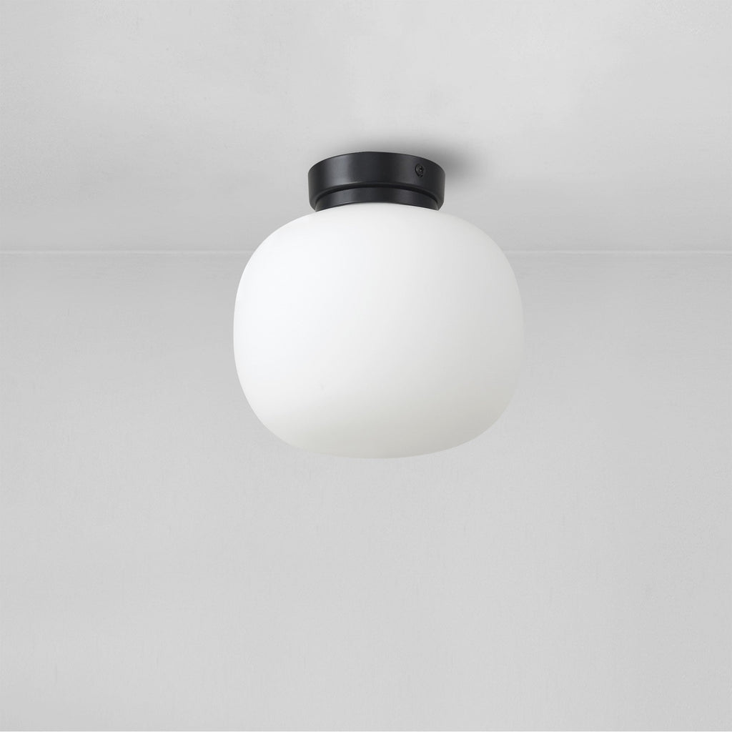 NL86419 Sabus 1 Light Flush Ceiling Light Matt Black Frosted White