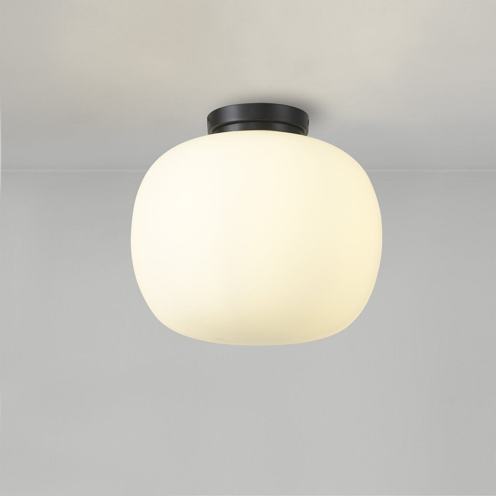 NL86429 Sabus 1 Light Flush Ceiling Light Matt Black Frosted White