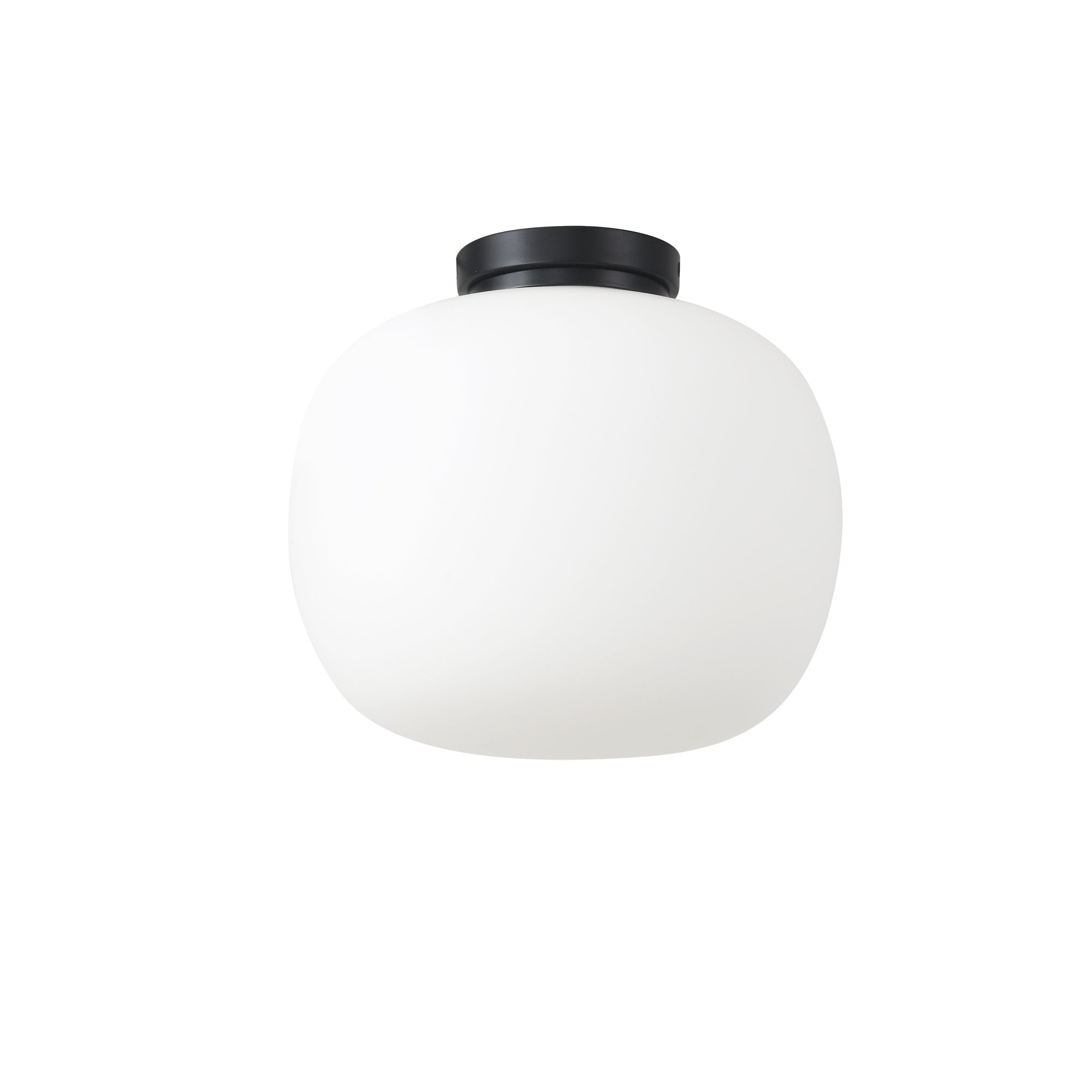 NL86429 Sabus 1 Light Flush Ceiling Light Matt Black Frosted White