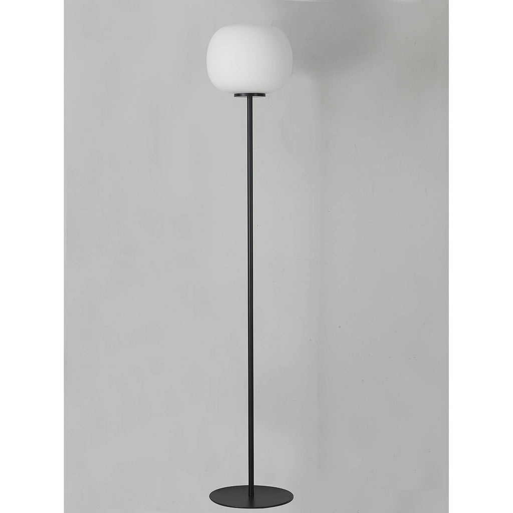 NL86469 Sabus 1 Light Floor Lamp Matt Black Frosted White