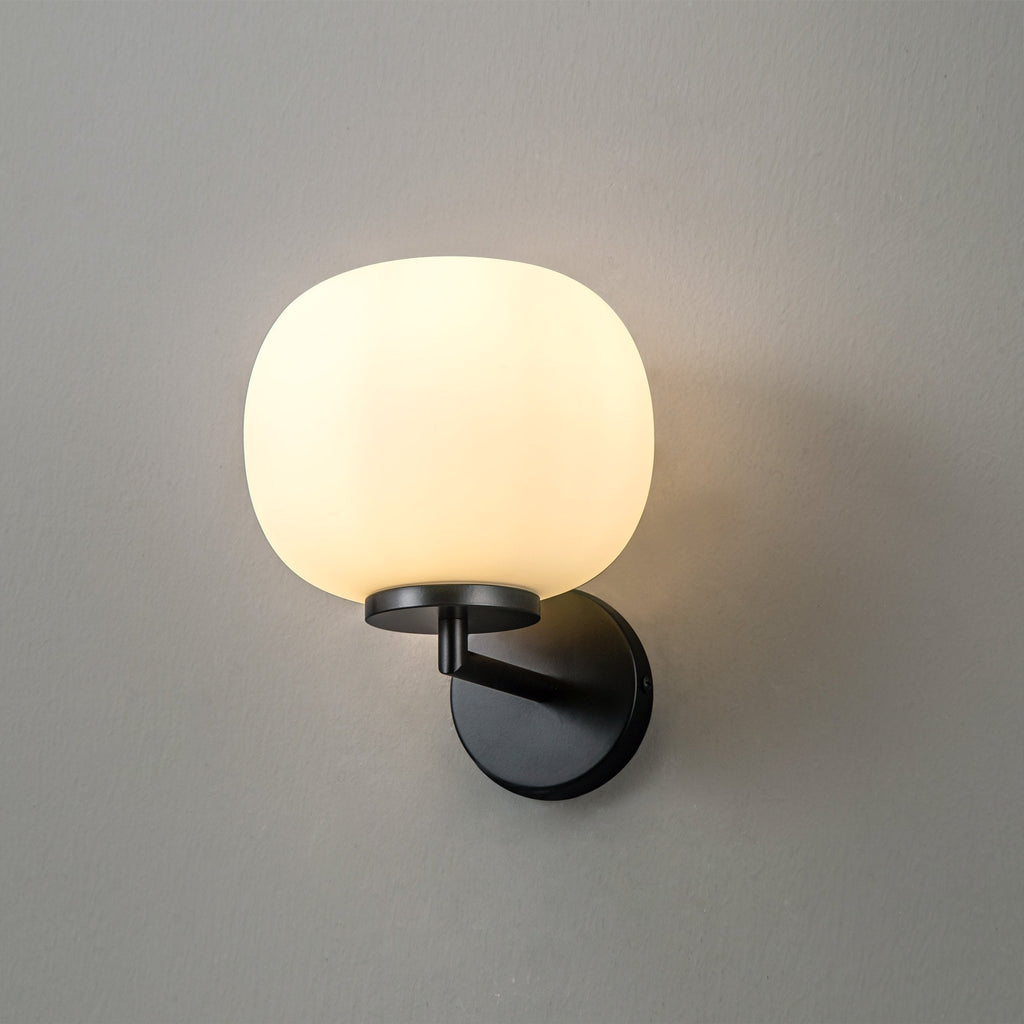 NL86479 Sabus 1 Light Wall Light Matt Black Frosted White