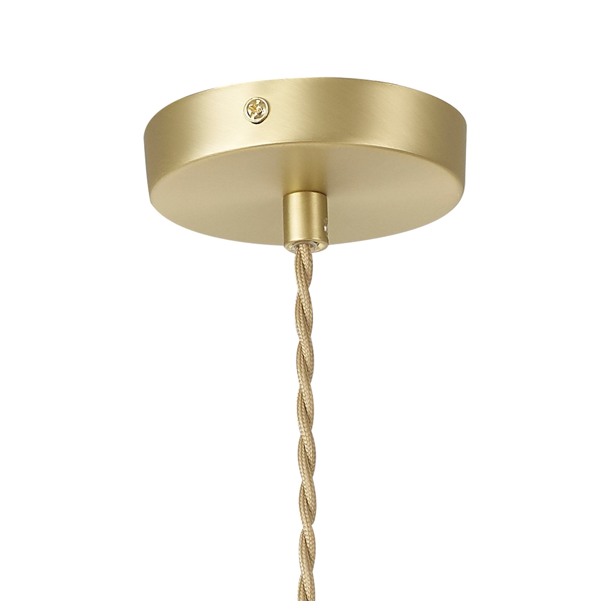 NL86489 Sabus Small Oval Ball Pendant 1 Light E27 Satin Gold Suspension With Frosted White Glass Globe