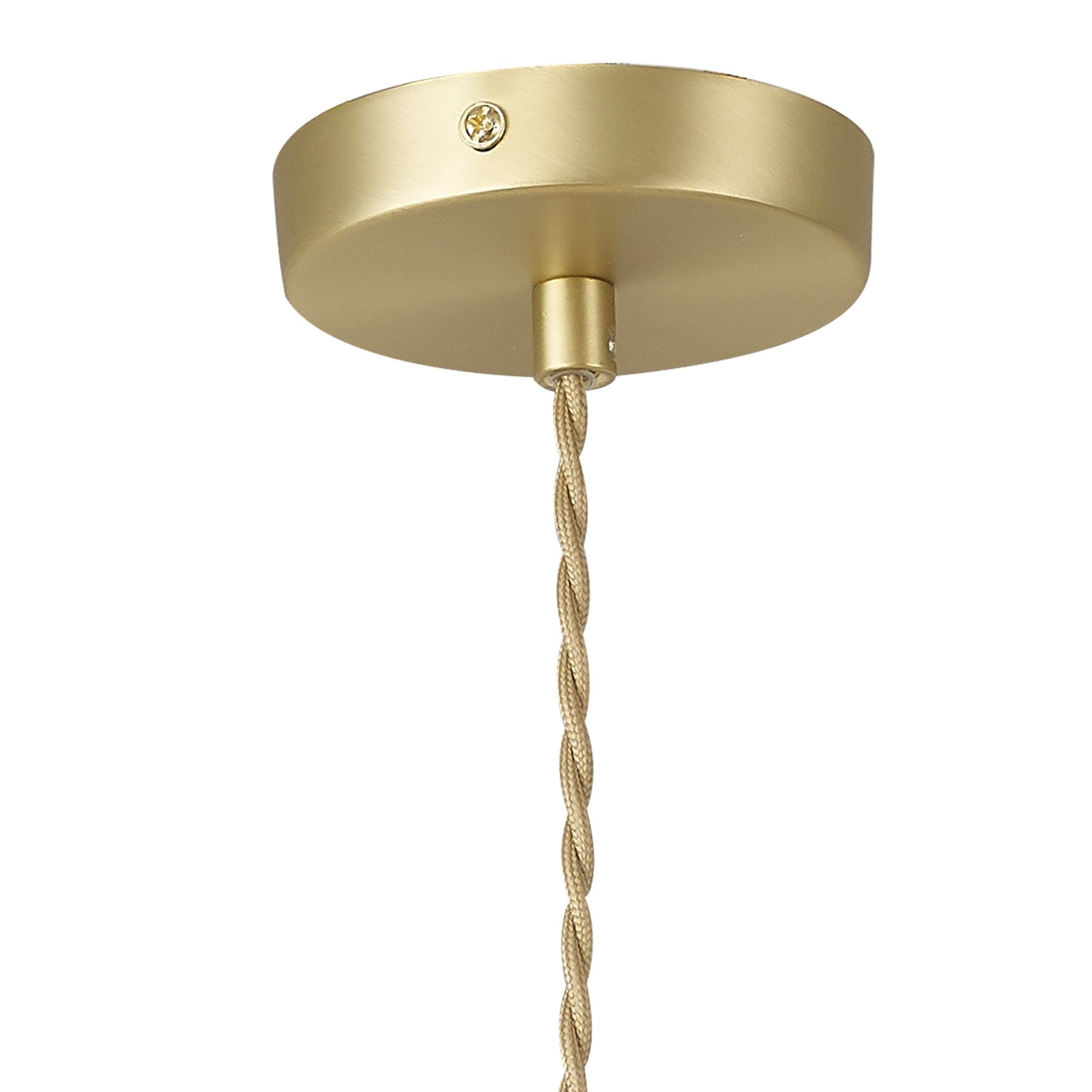 NL86499 Sabus Medium Oval Ball Pendant 1 Light E27 Satin Gold Suspension With Frosted White Glass Globe