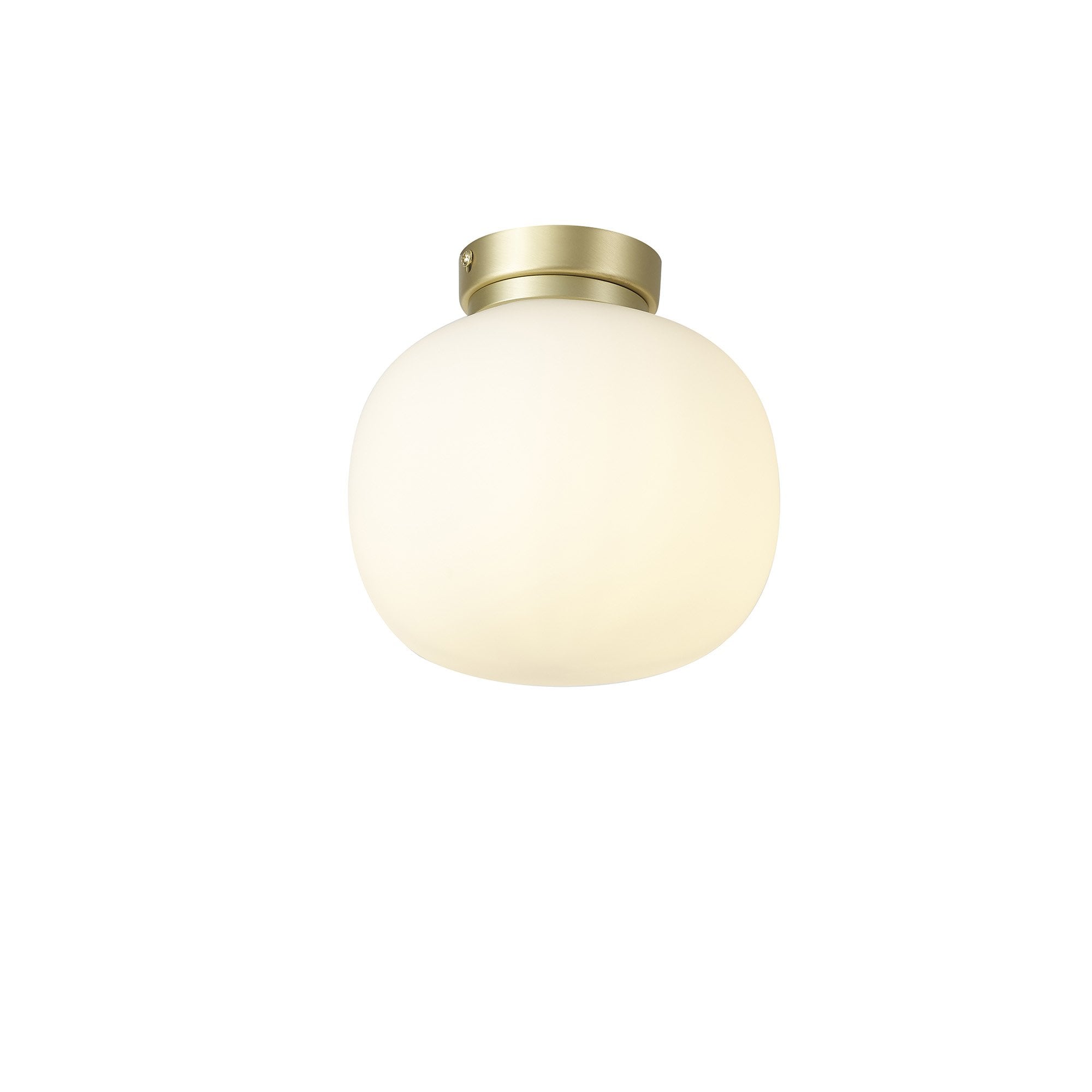 NL86509 Sabus 1 Light Flush Ceiling Light Satin Gold Frosted White