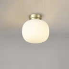 NL86509 Sabus 1 Light Flush Ceiling Light Satin Gold Frosted White