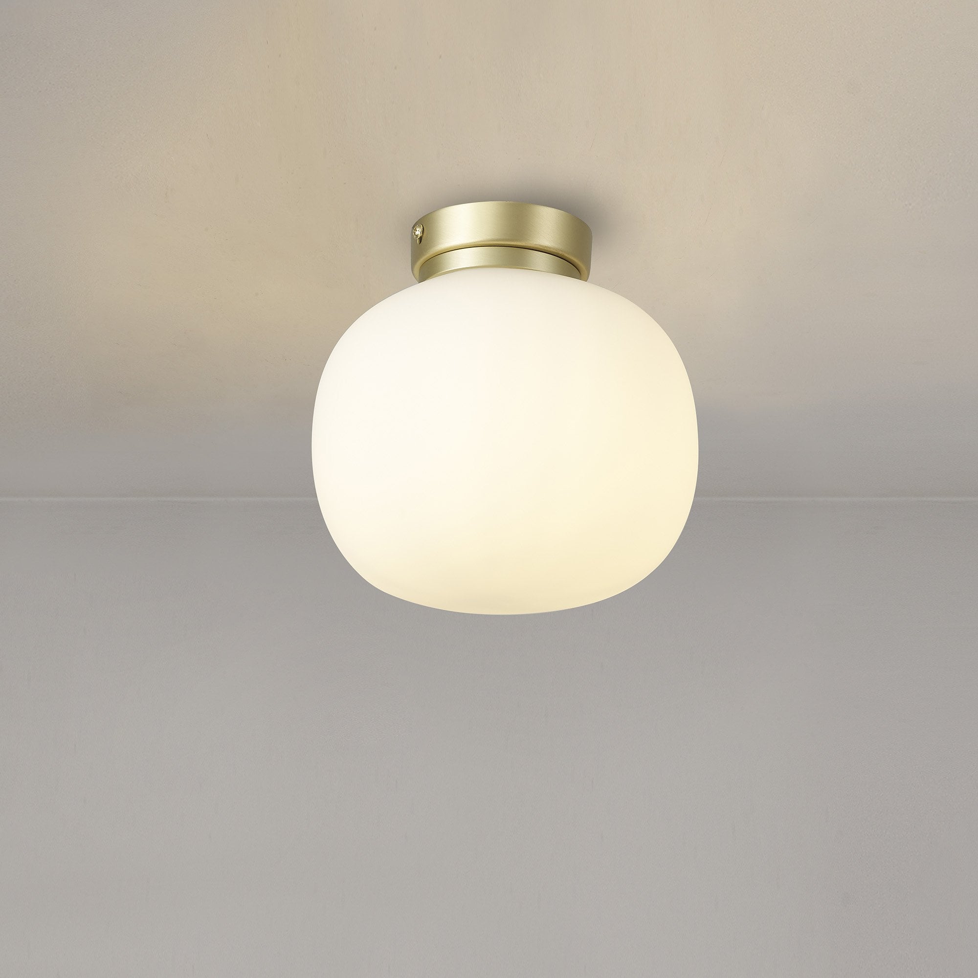 NL86509 Sabus 1 Light Flush Ceiling Light Satin Gold Frosted White