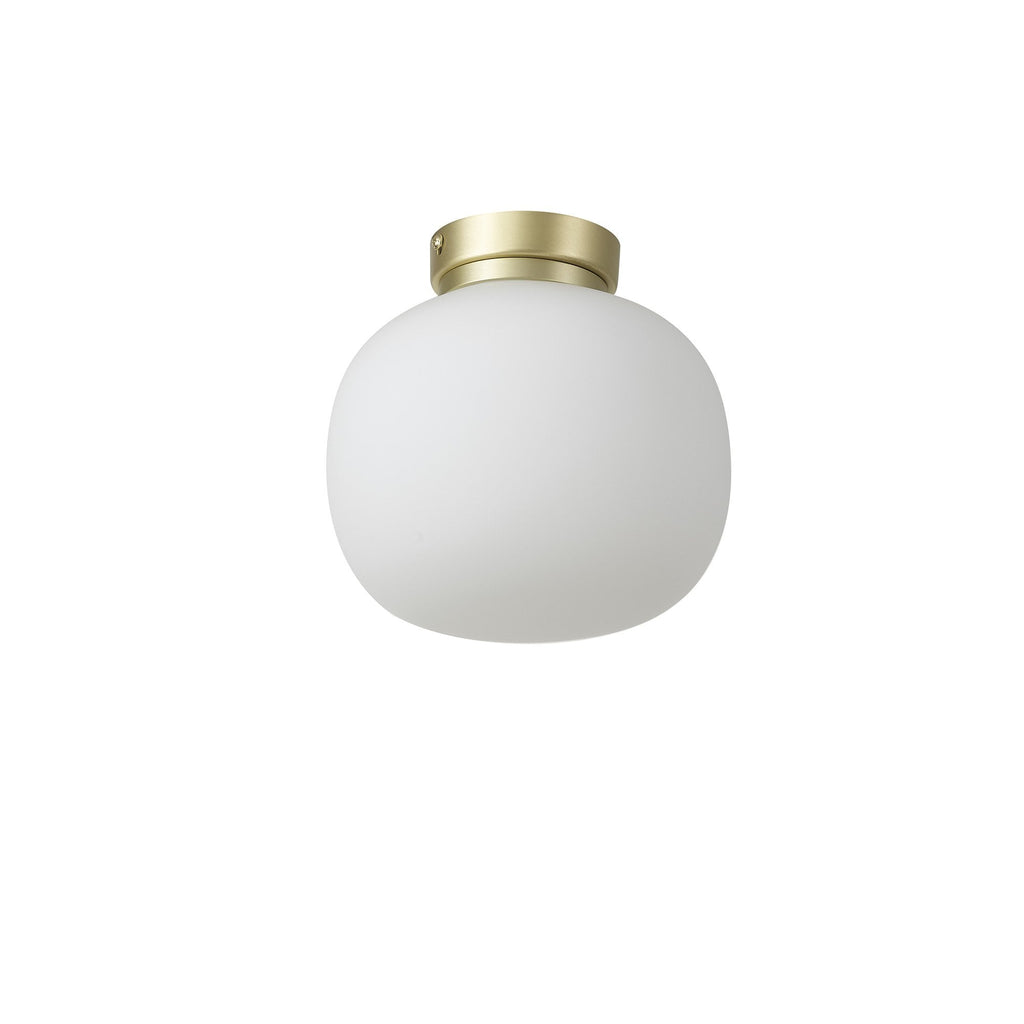 NL86509 Sabus 1 Light Flush Ceiling Light Satin Gold Frosted White