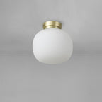 NL86509 Sabus 1 Light Flush Ceiling Light Satin Gold Frosted White