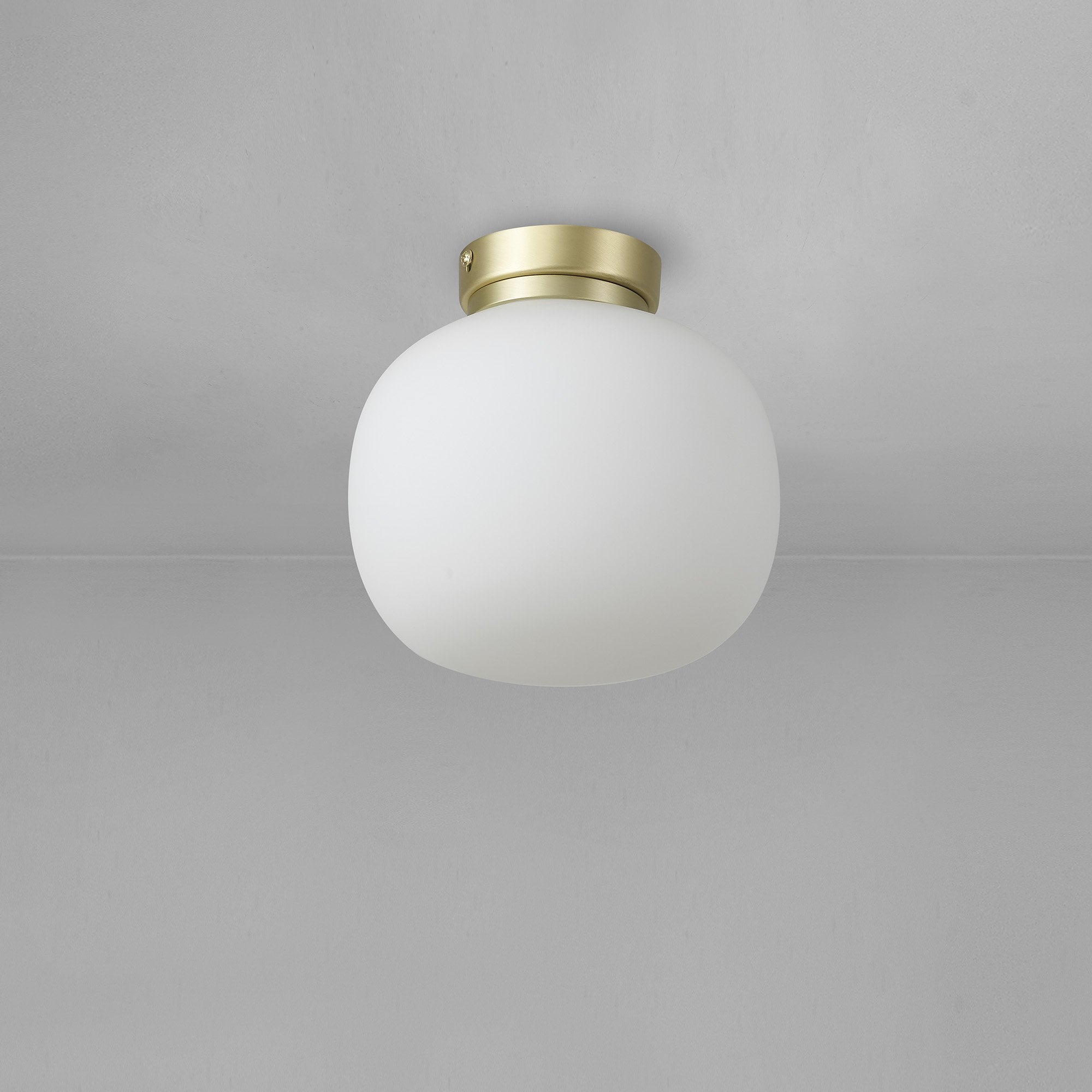 NL86509 Sabus 1 Light Flush Ceiling Light Satin Gold Frosted White
